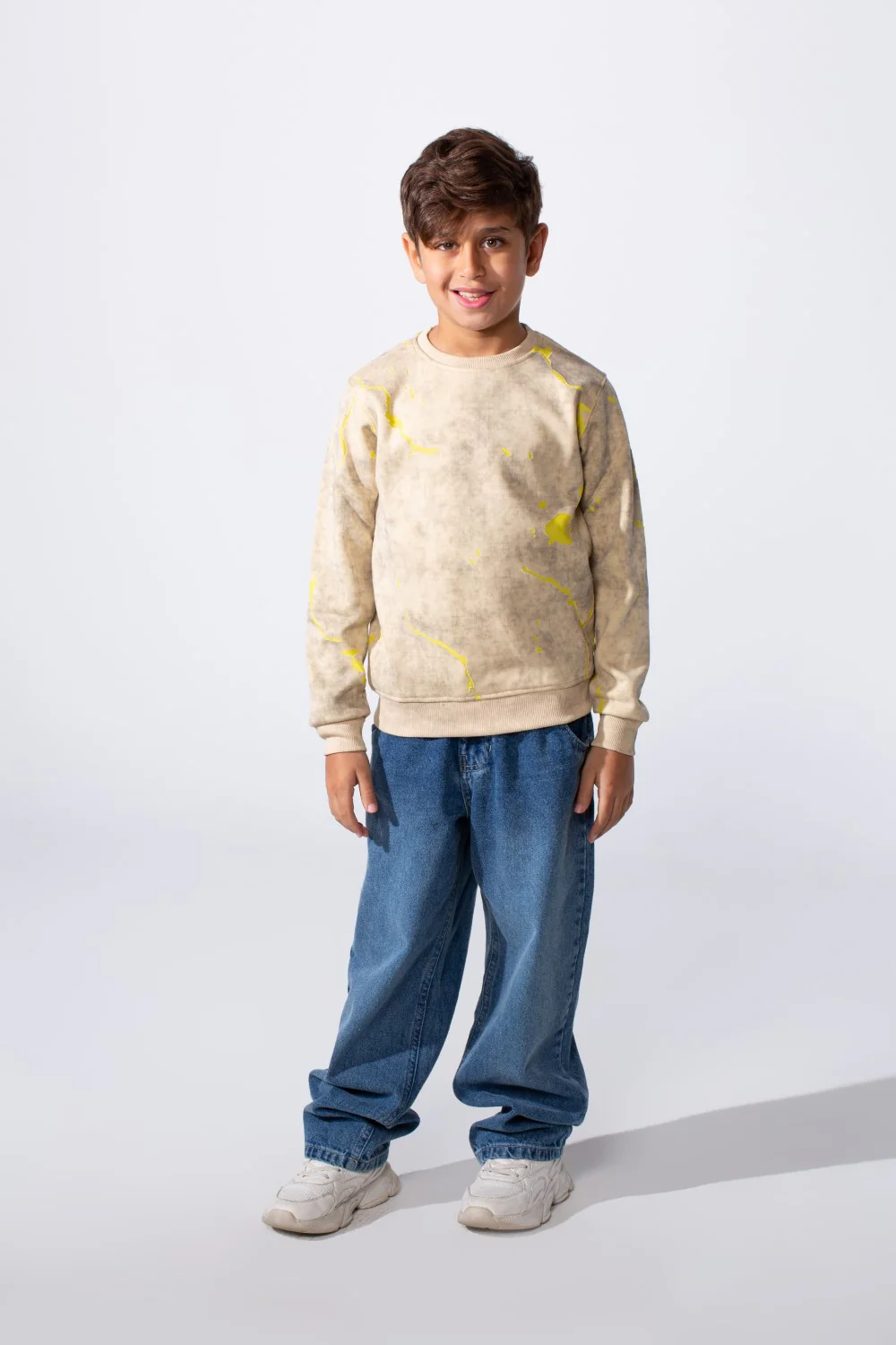 Boy's Round Neckline Slim Fit With Washed Print Casual Comfy Sweatshirt - Image 3
