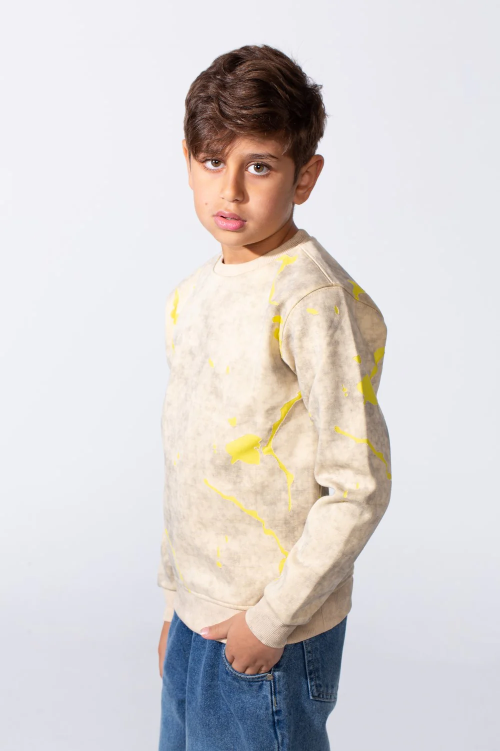 Boy's Round Neckline Slim Fit With Washed Print Casual Comfy Sweatshirt - Image 4