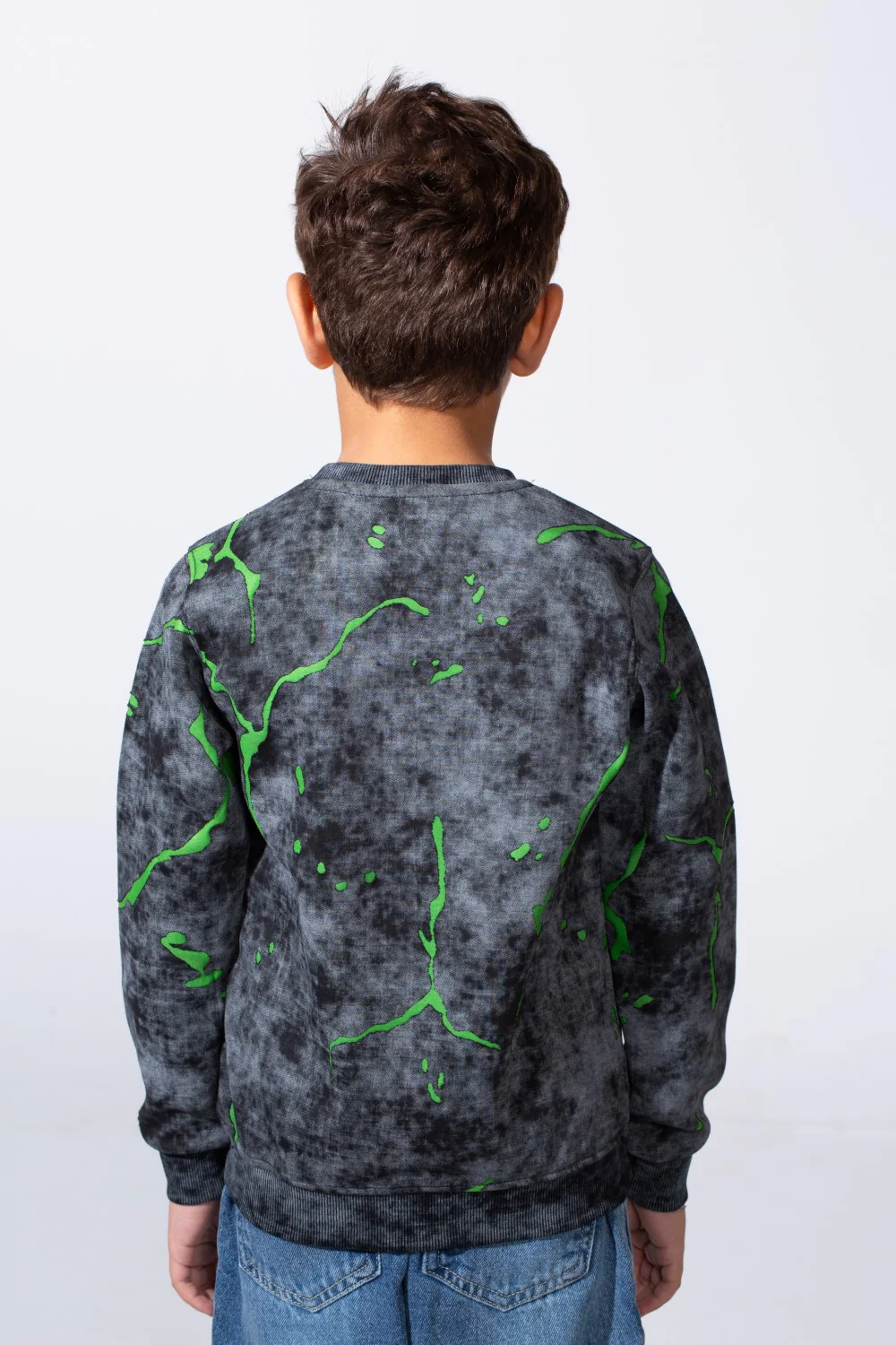 Boy's Round Neckline Slim Fit With Washed Print Casual Comfy Sweatshirt - Image 6