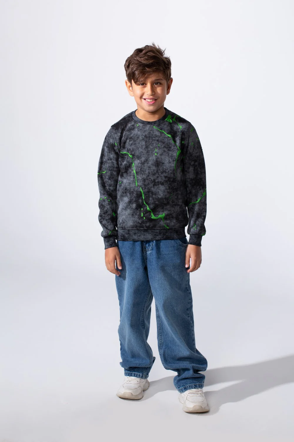 Boy's Round Neckline Slim Fit With Washed Print Casual Comfy Sweatshirt - Image 7