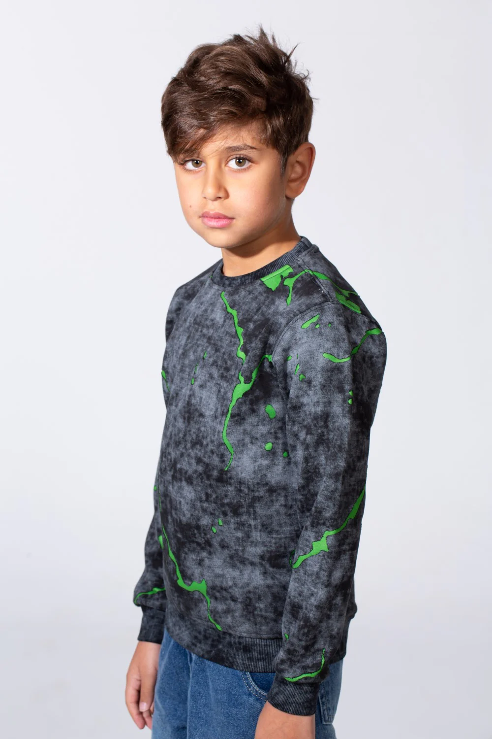 Boy's Round Neckline Slim Fit With Washed Print Casual Comfy Sweatshirt - Image 8