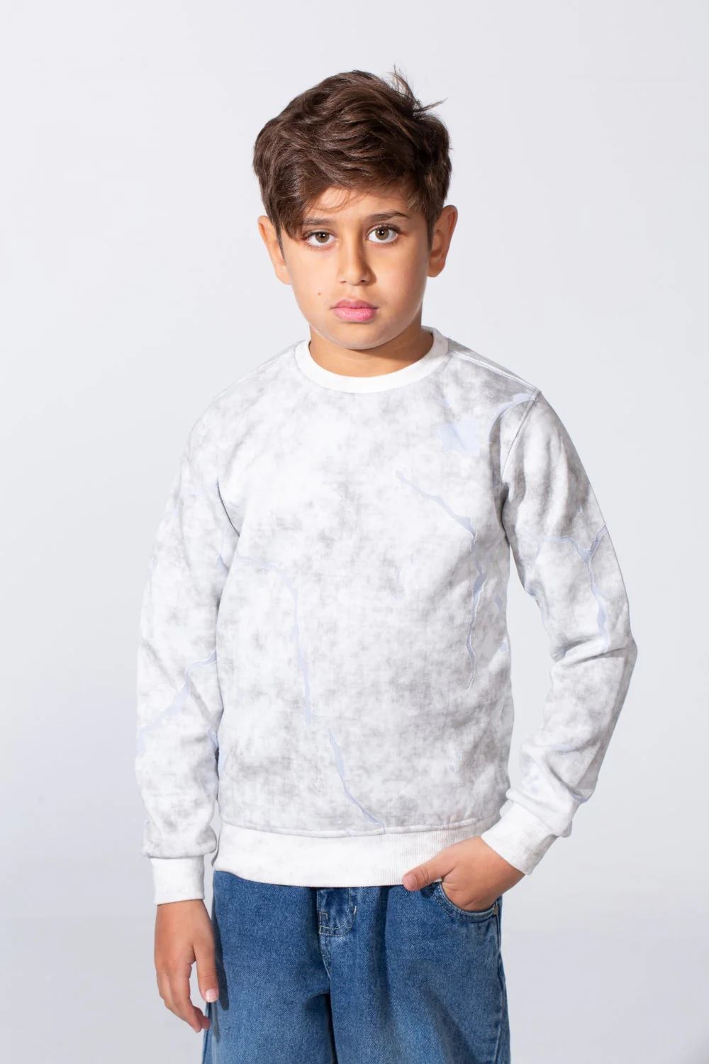 Boy's Round Neckline Slim Fit With Washed Print Casual Comfy Sweatshirt - Image 9