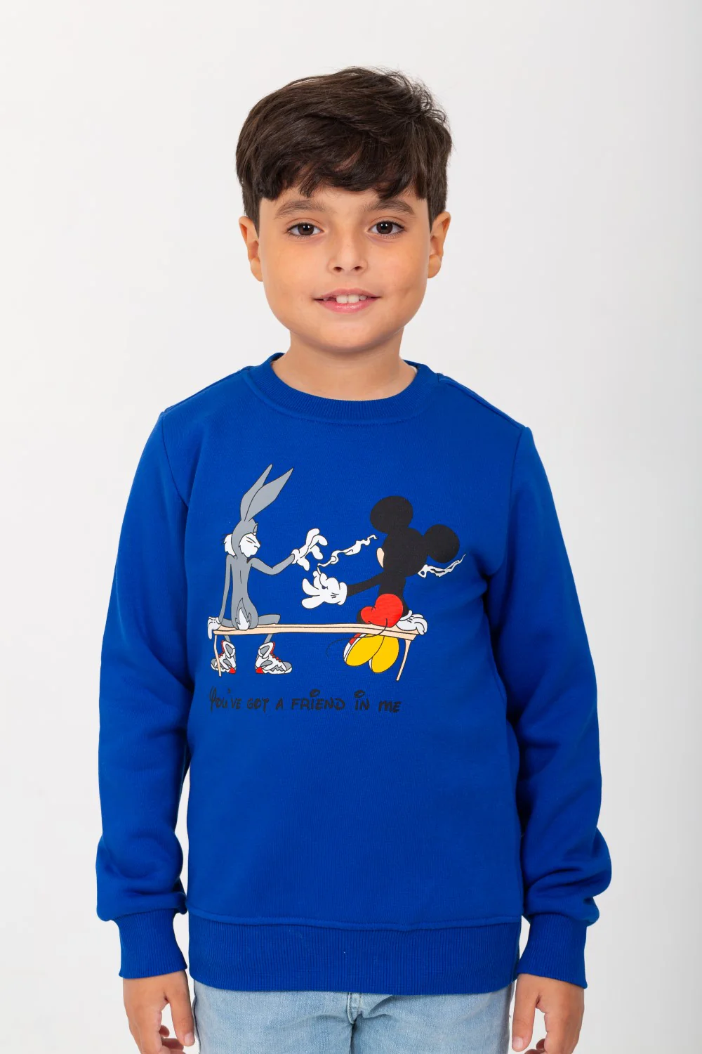 Boys Rounded Neck Padded Front Printed Sweatshirt - Image 6