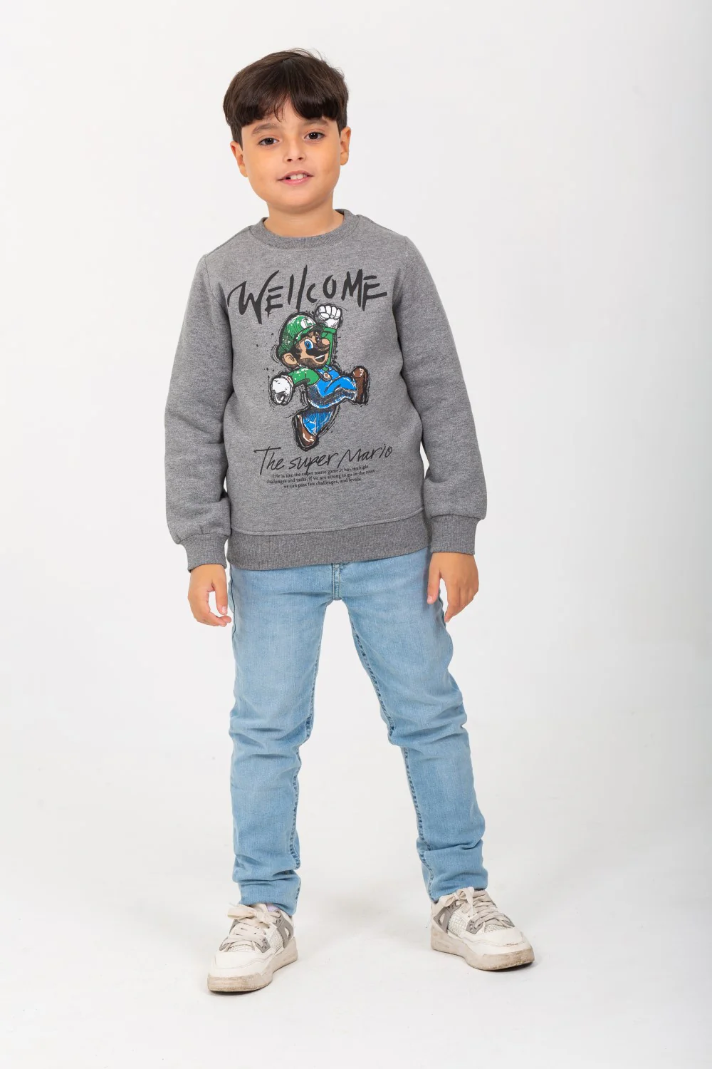 Boy's Rounded Neck Padded With Unqiue Front Print Sweatshirt - Image 4