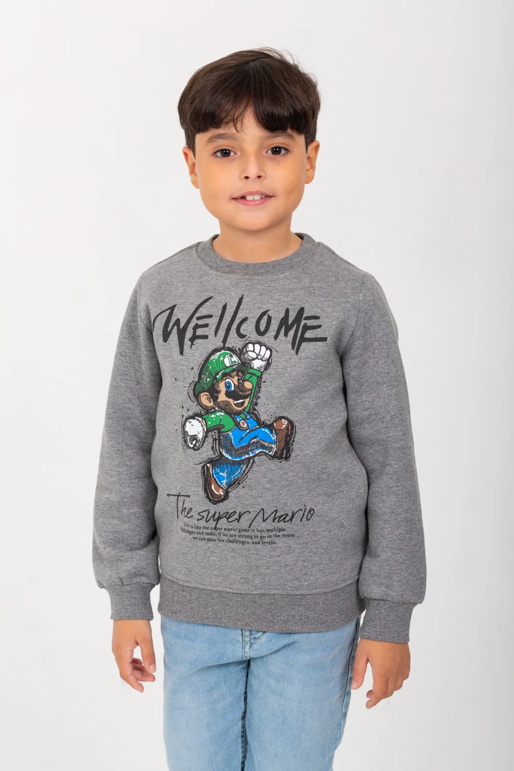 Boy's Rounded Neck Padded With Unqiue Front Print Sweatshirt - Image 6