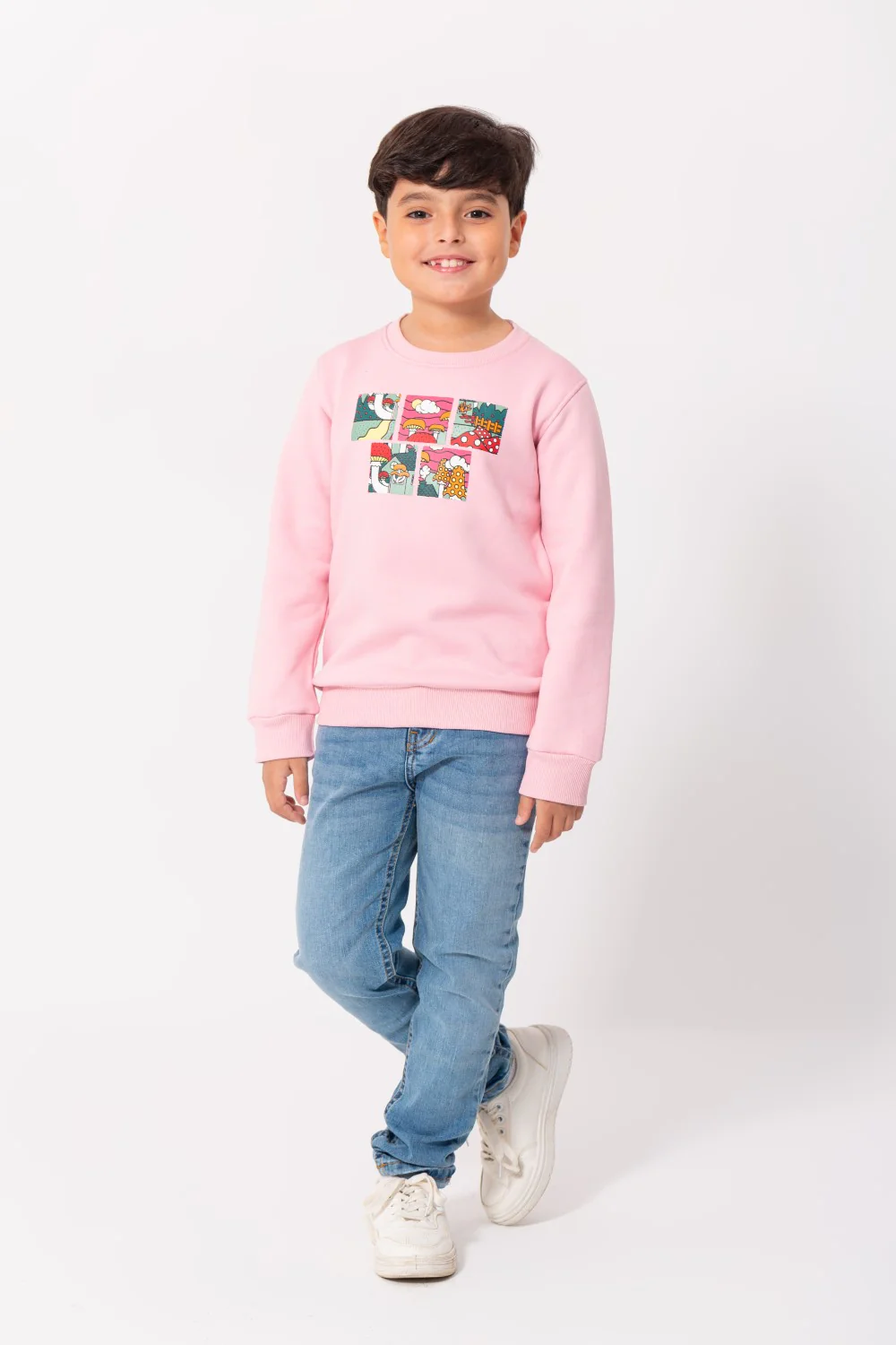 Boy's Rounded Neck Padded With Unqiue Modern Front & Back Design Sweatshirt - Image 4
