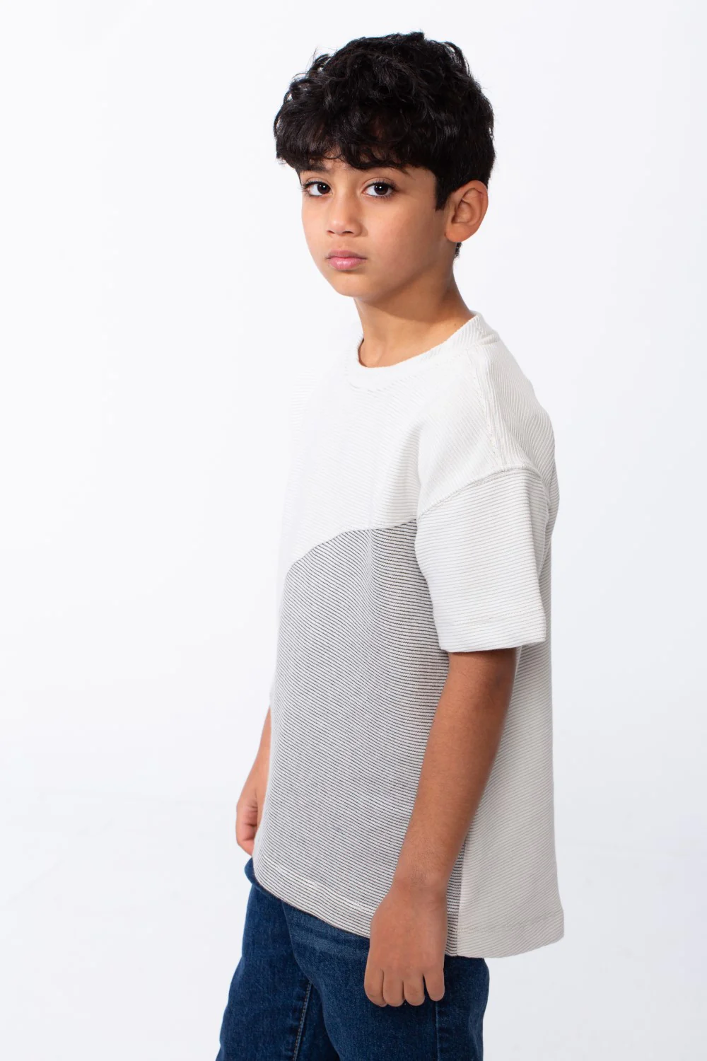 Boy's Short-Sleeve T-Shirt Dual-Tone Design Knit Fabric Crew Neckline Sporty Look Slim Fit Tomato Store - Image 12