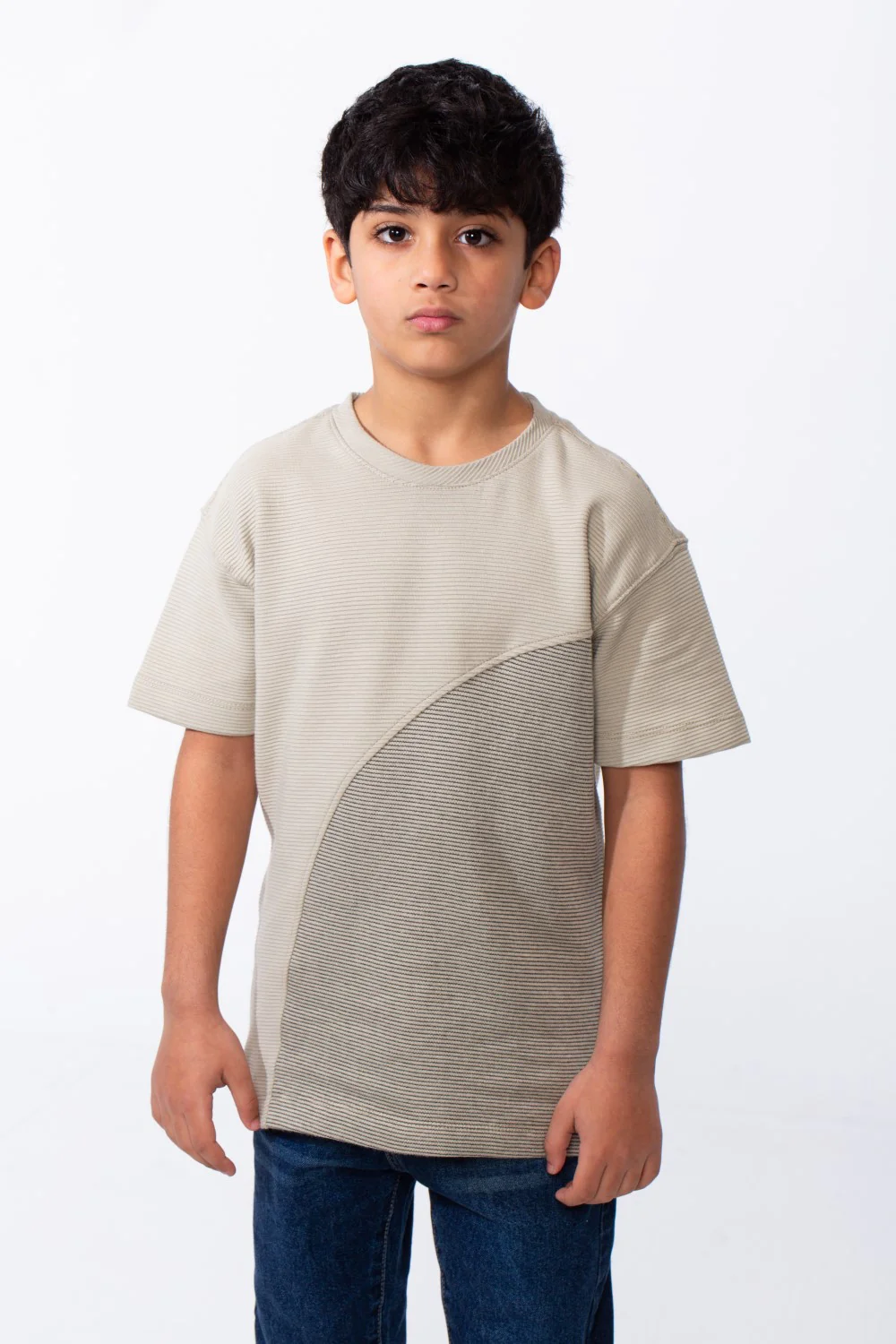 Boy's Short-Sleeve T-Shirt Dual-Tone Design Knit Fabric Crew Neckline Sporty Look Slim Fit Tomato Store - Image 5