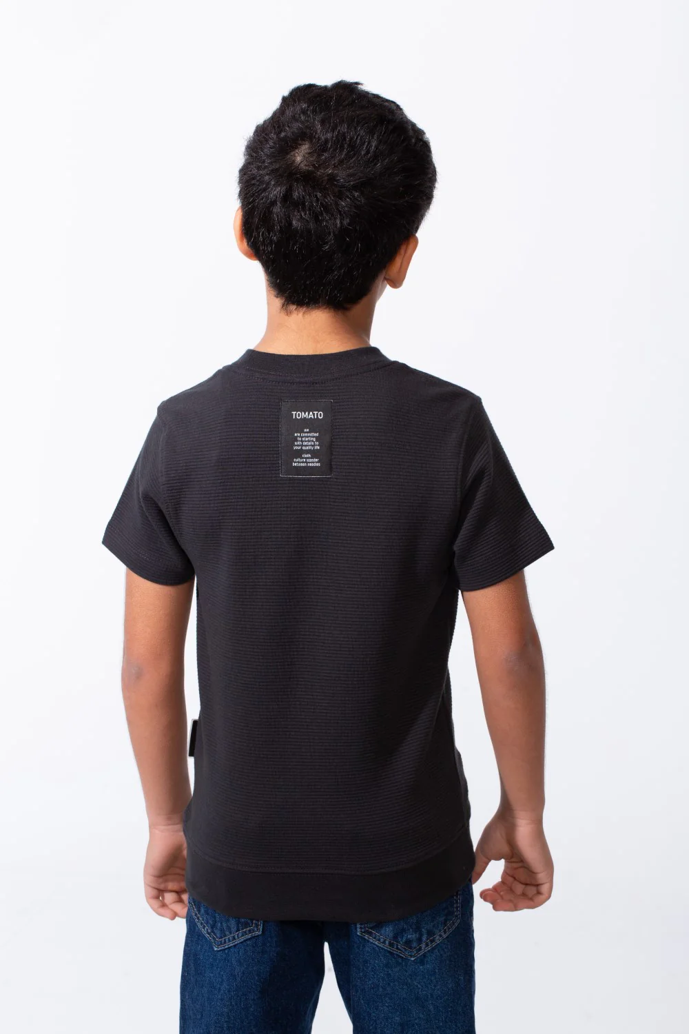 Boy's Short-Sleeve T-Shirt Tomato Store Textured Knit Fabric Ribbed Crew Neckline Breathable Material Slim Comfy Fit - Image 10