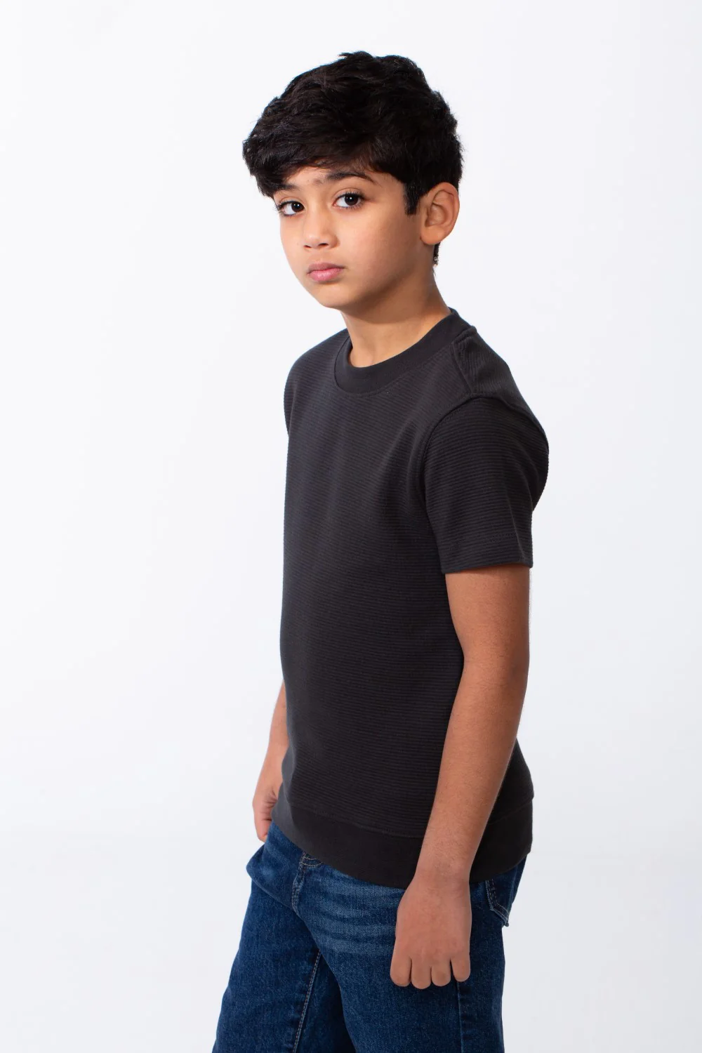 Boy's Short-Sleeve T-Shirt Tomato Store Textured Knit Fabric Ribbed Crew Neckline Breathable Material Slim Comfy Fit - Image 12
