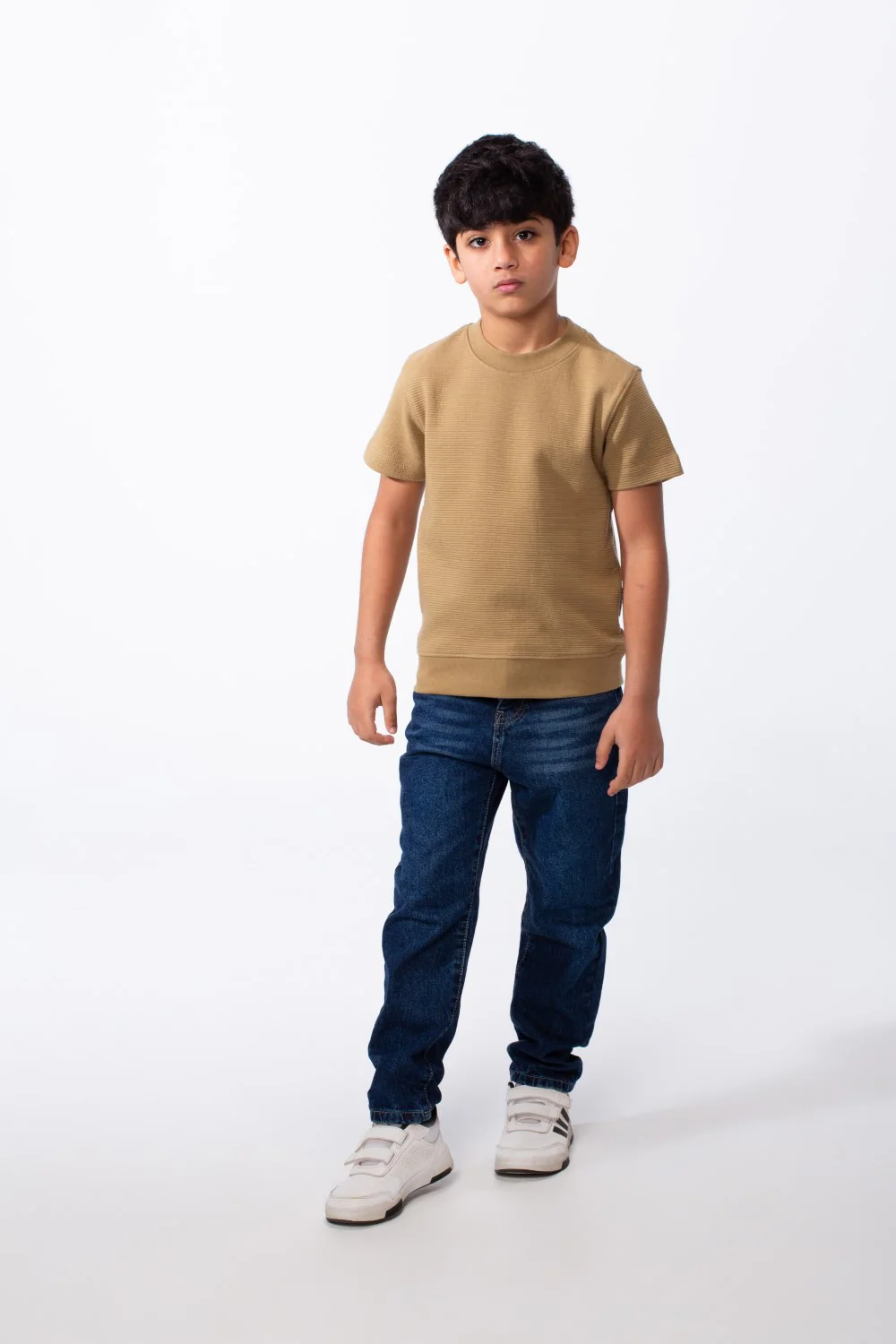 Boy's Short-Sleeve T-Shirt Tomato Store Textured Knit Fabric Ribbed Crew Neckline Breathable Material Slim Comfy Fit - Image 3