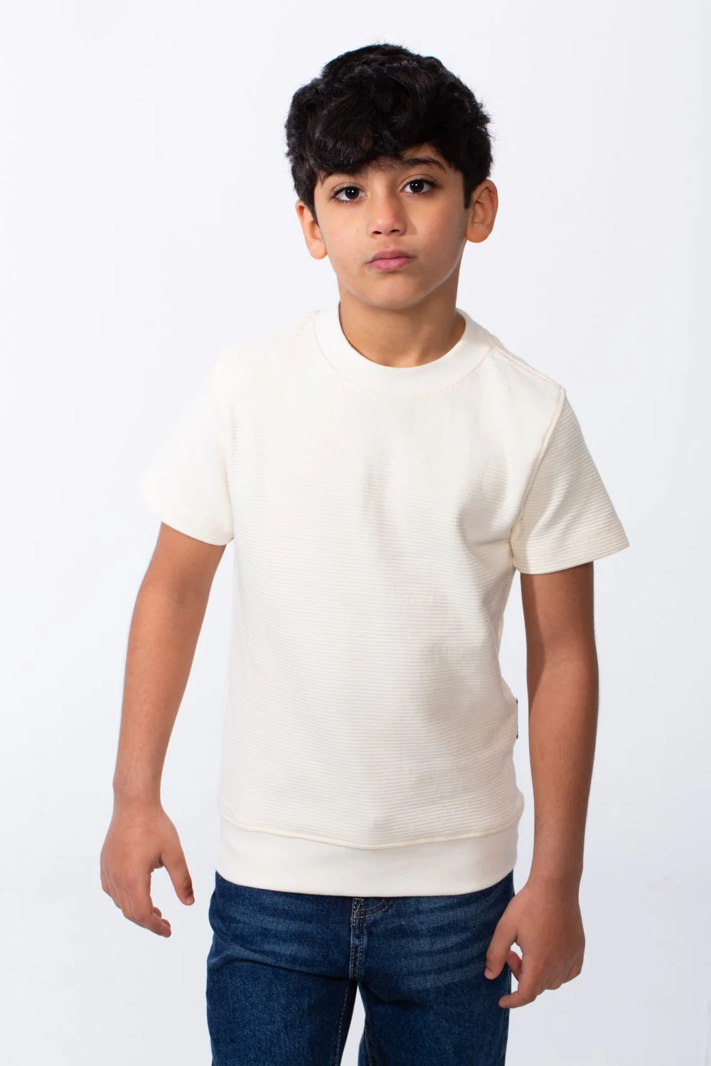Boy's Short-Sleeve T-Shirt Tomato Store Textured Knit Fabric Ribbed Crew Neckline Breathable Material Slim Comfy Fit - Image 5