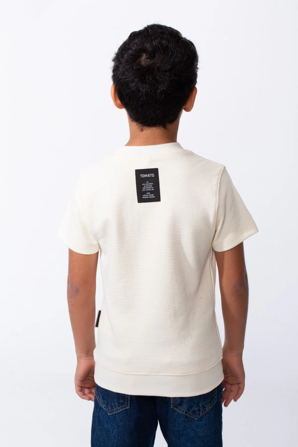 Boy's Short-Sleeve T-Shirt Tomato Store Textured Knit Fabric Ribbed Crew Neckline Breathable Material Slim Comfy Fit - Image 6