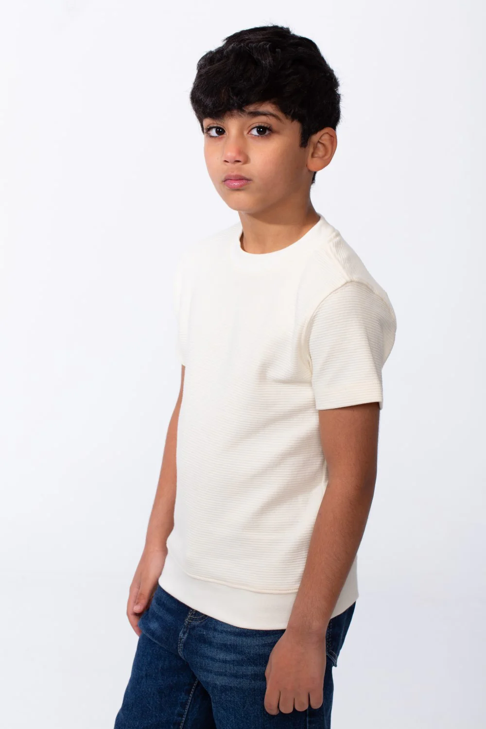Boy's Short-Sleeve T-Shirt Tomato Store Textured Knit Fabric Ribbed Crew Neckline Breathable Material Slim Comfy Fit - Image 8