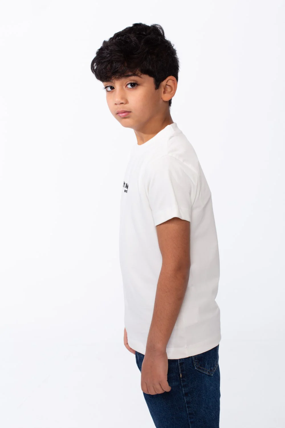 Boy's Short Sleeves Ribbed Crew Neckline Bold Text Print Breathable Comfort And Versatile T-Shirt - Image 4