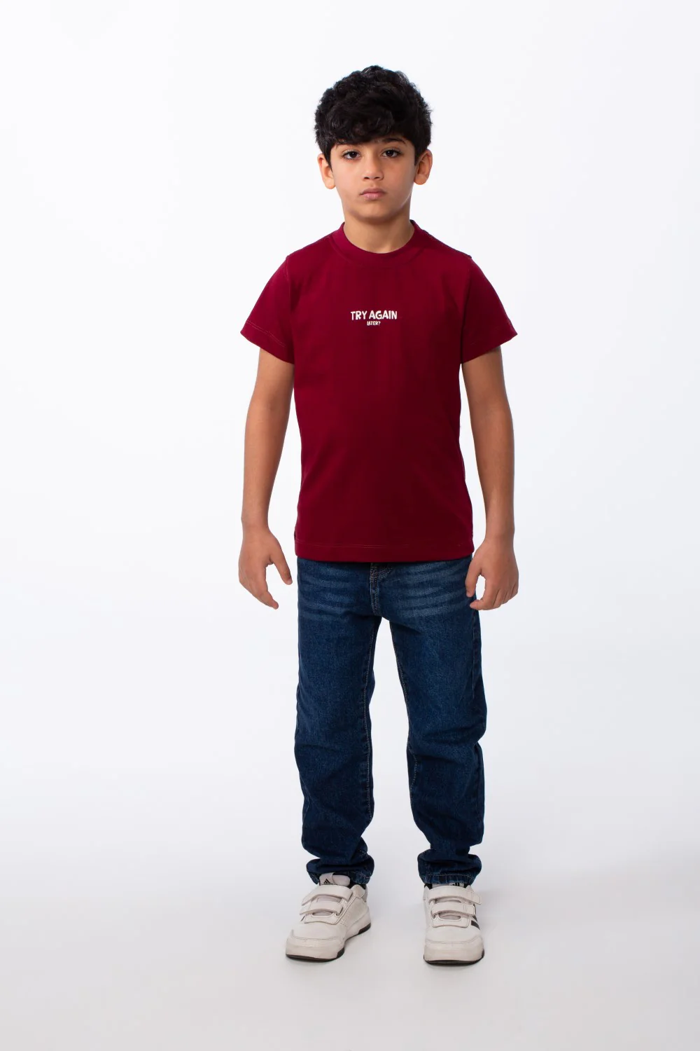 Boy's Short Sleeves Ribbed Crew Neckline Bold Text Print Breathable Comfort And Versatile T-Shirt - Image 7