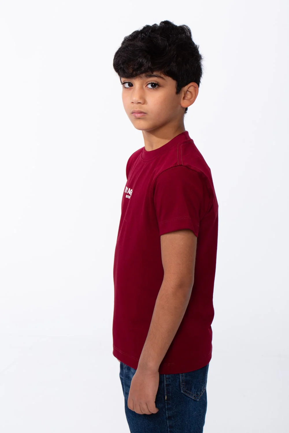 Boy's Short Sleeves Ribbed Crew Neckline Bold Text Print Breathable Comfort And Versatile T-Shirt - Image 8