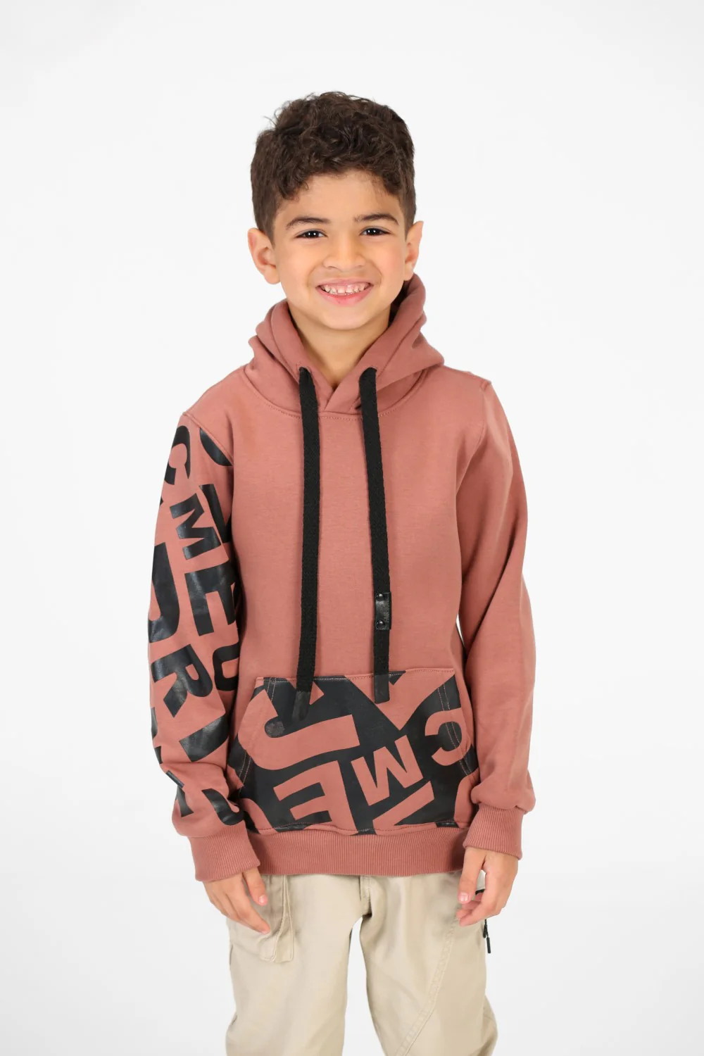 Boy's Sleeve And Pocket Printed Hoodie Sweatshirt
