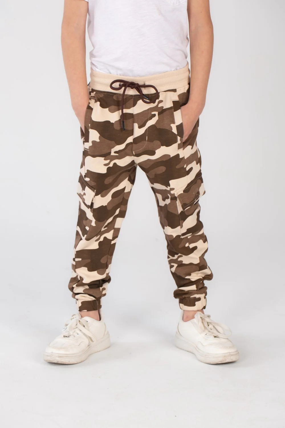 Boy's Slim Fit Army Baggy Sports Soft Melton Camouflage Sweatpants - Image 3