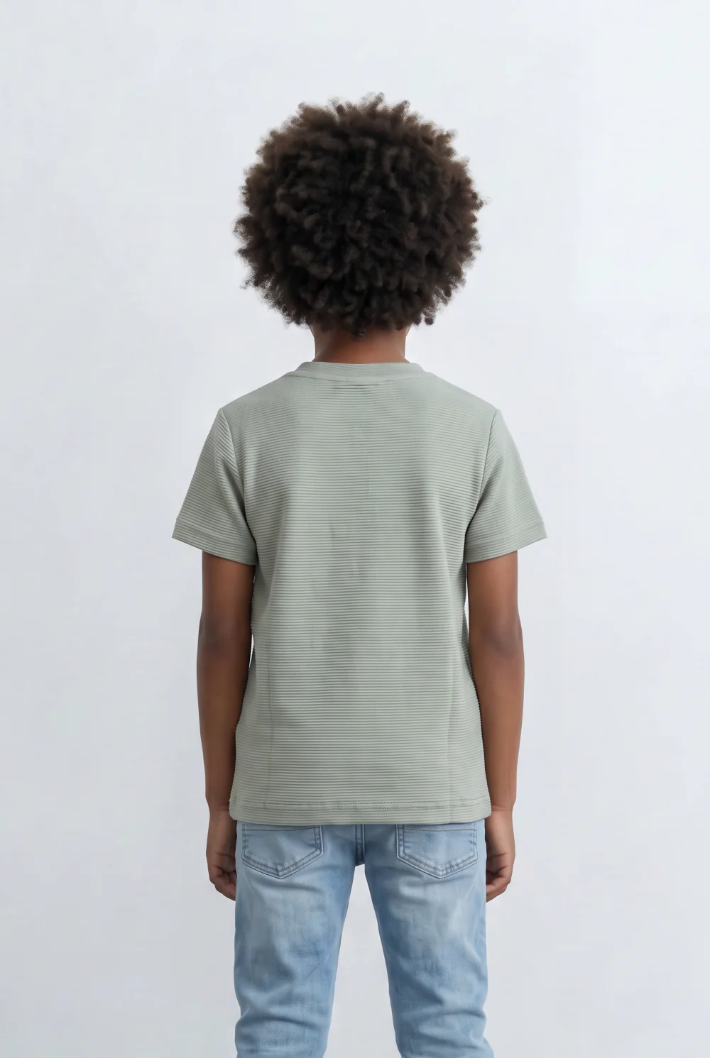 Boy's Slim Fit Basic T-Shirt Premium Ribbed Textured Fabric Smart Casual Style Tomato Store - Image 2