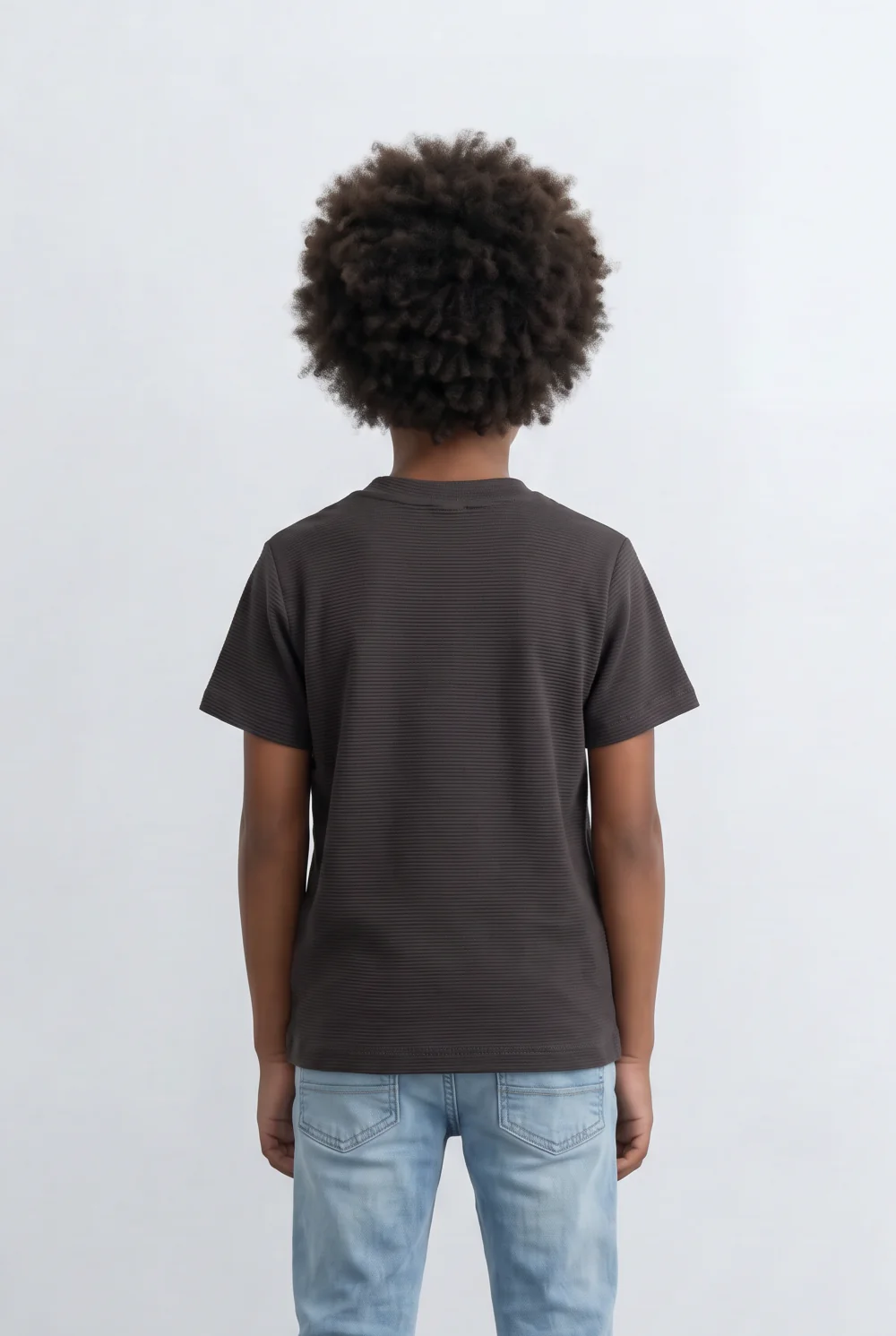 Boy's Slim Fit Basic T-Shirt Premium Ribbed Textured Fabric Smart Casual Style Tomato Store - Image 6