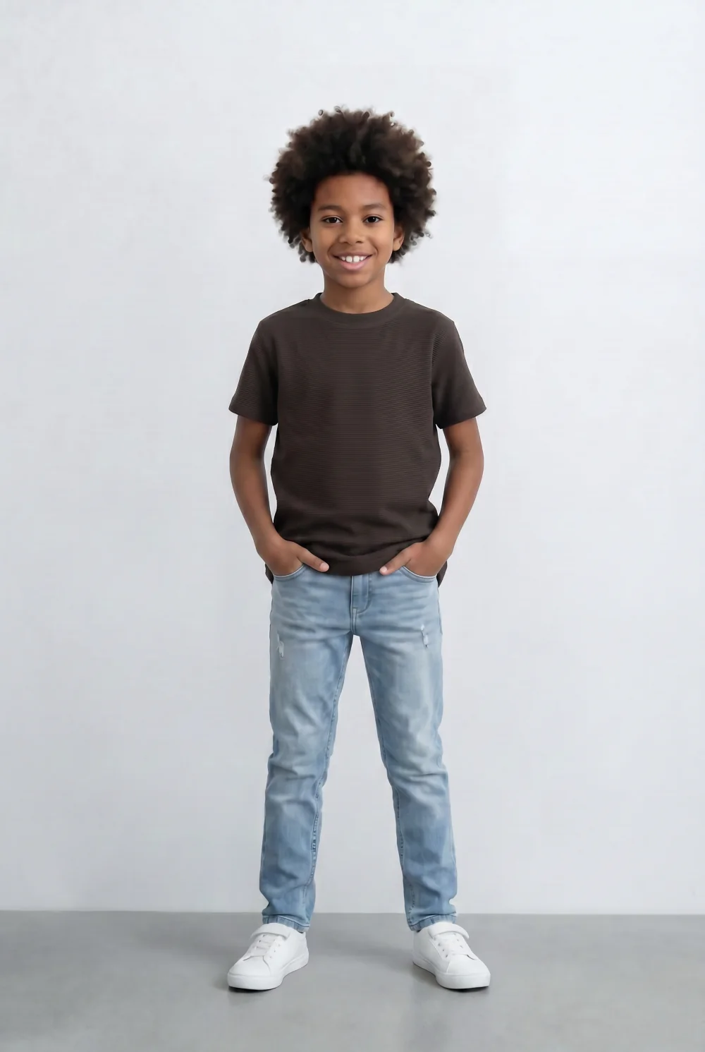 Boy's Slim Fit Basic T-Shirt Premium Ribbed Textured Fabric Smart Casual Style Tomato Store - Image 7