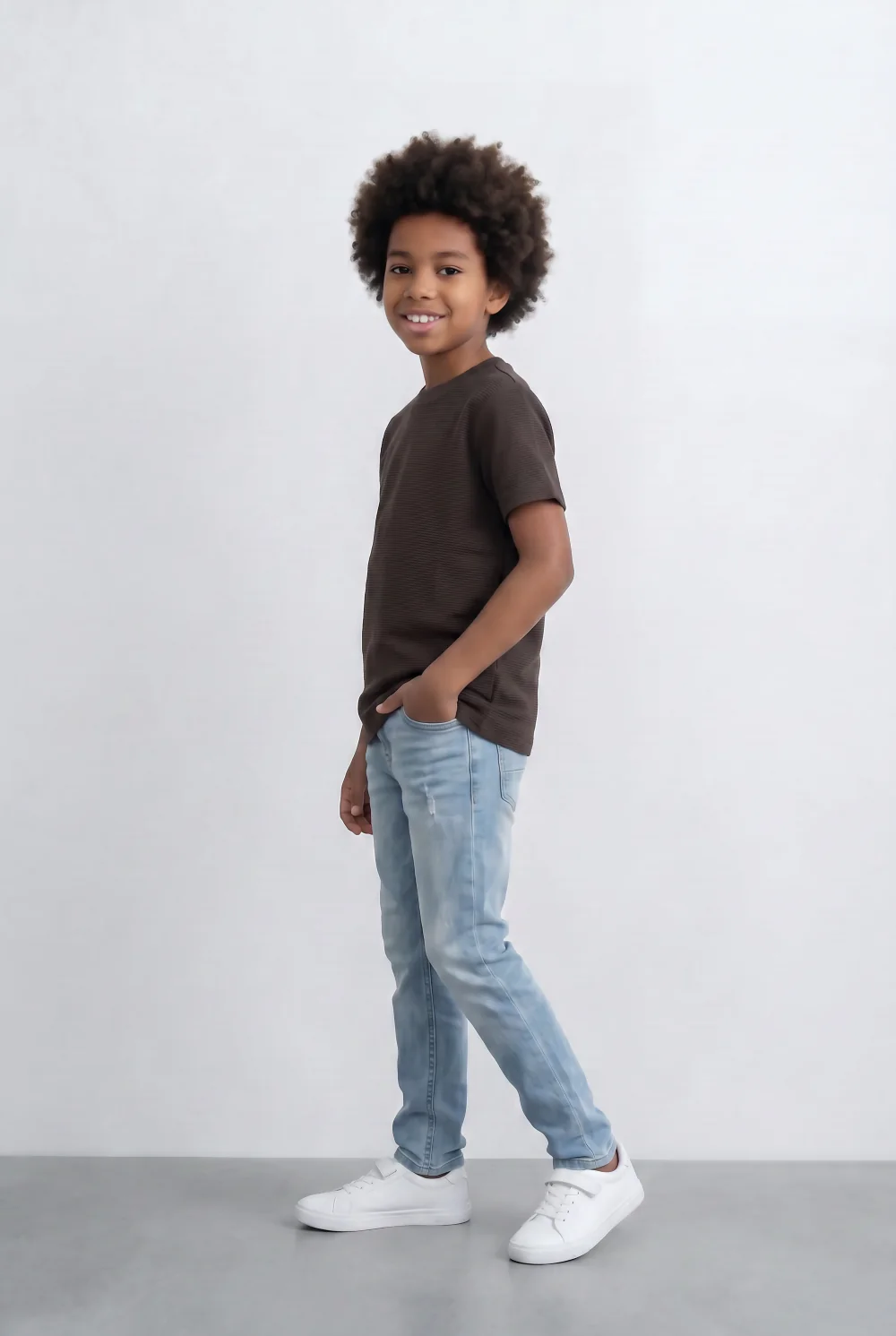 Boy's Slim Fit Basic T-Shirt Premium Ribbed Textured Fabric Smart Casual Style Tomato Store - Image 8
