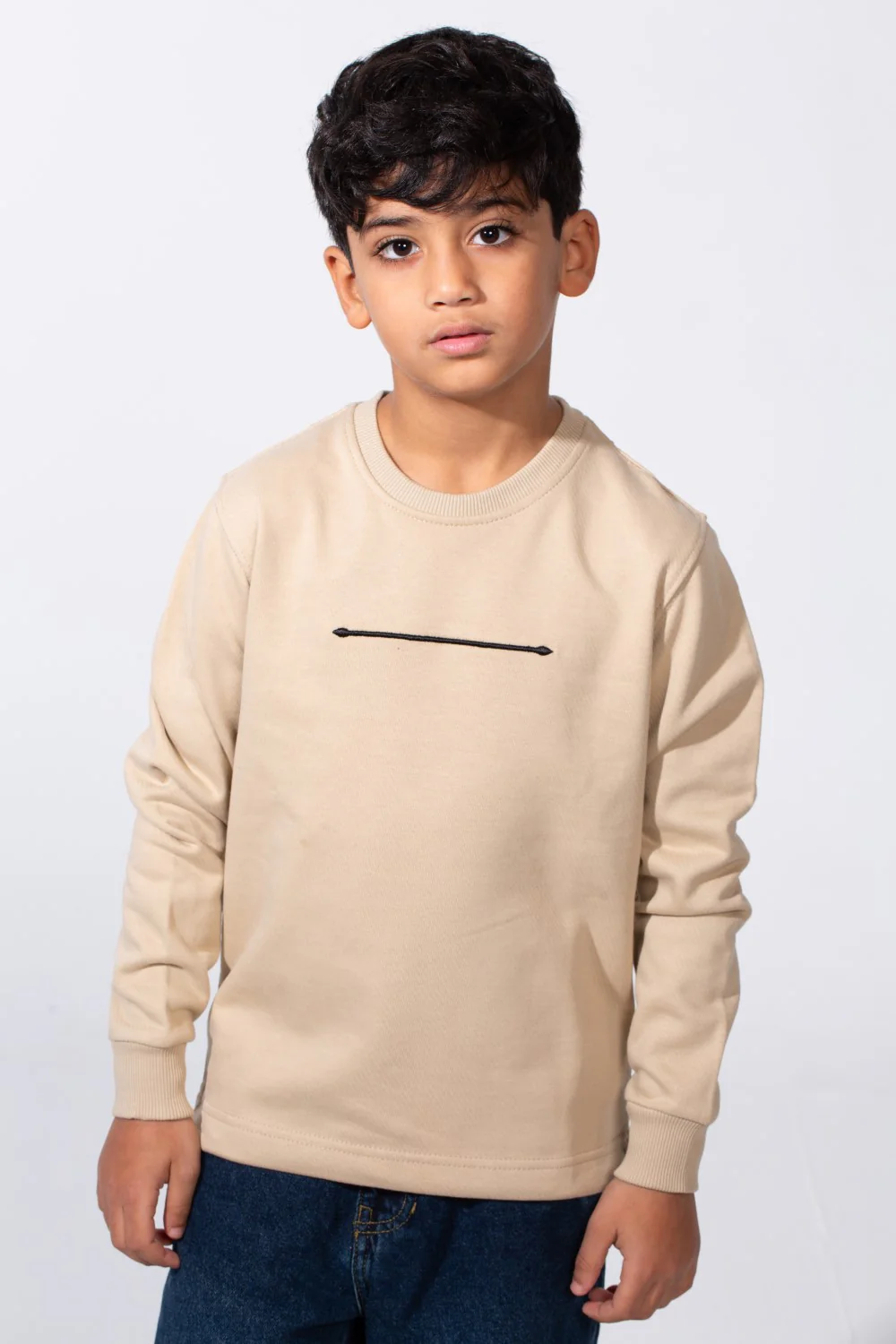 Boy's Slim Fit Crew Neck Melton Printed Sweatshirt