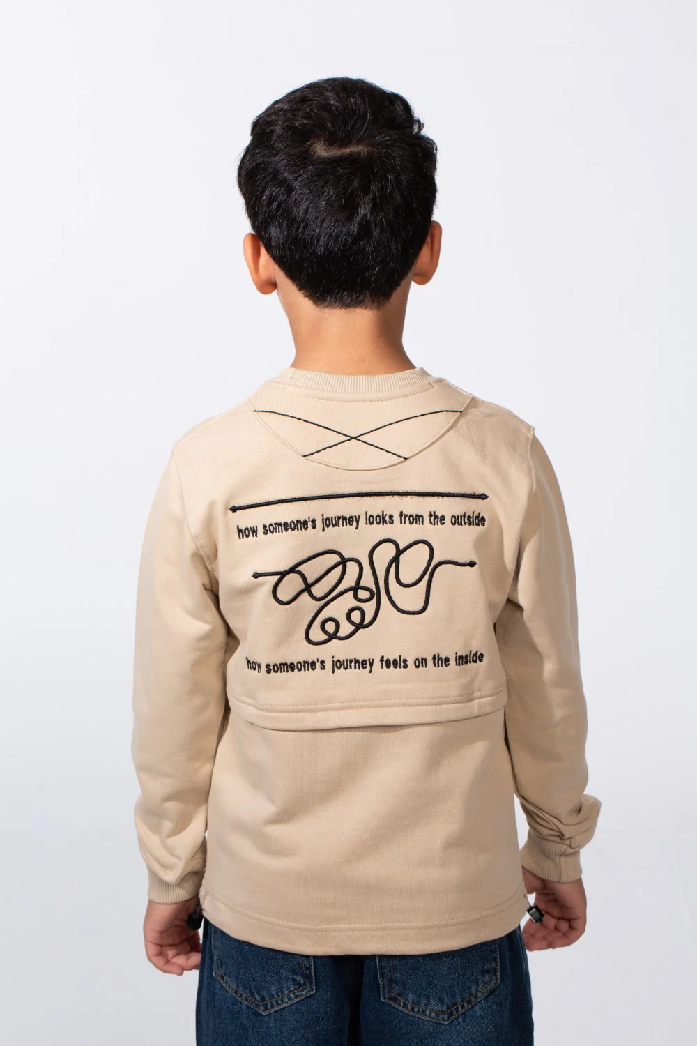 Boy's Slim Fit Crew Neck Melton Printed Sweatshirt - Image 2
