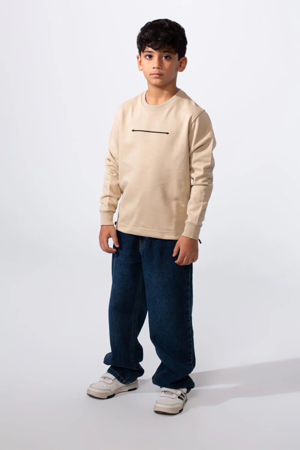 Boy's Slim Fit Crew Neck Melton Printed Sweatshirt - Image 3