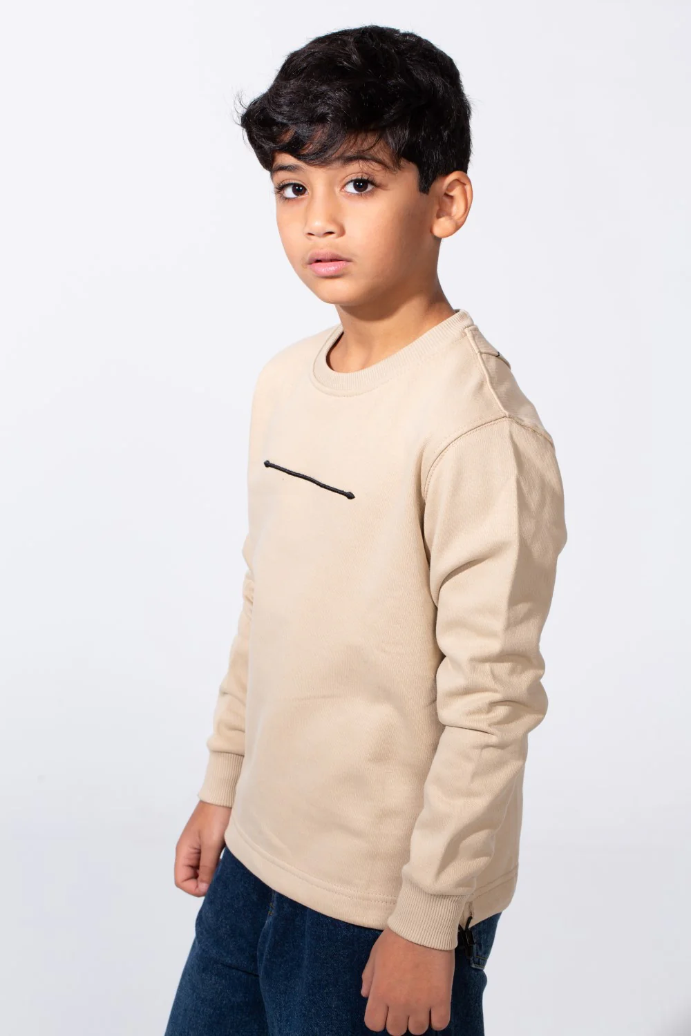 Boy's Slim Fit Crew Neck Melton Printed Sweatshirt - Image 4
