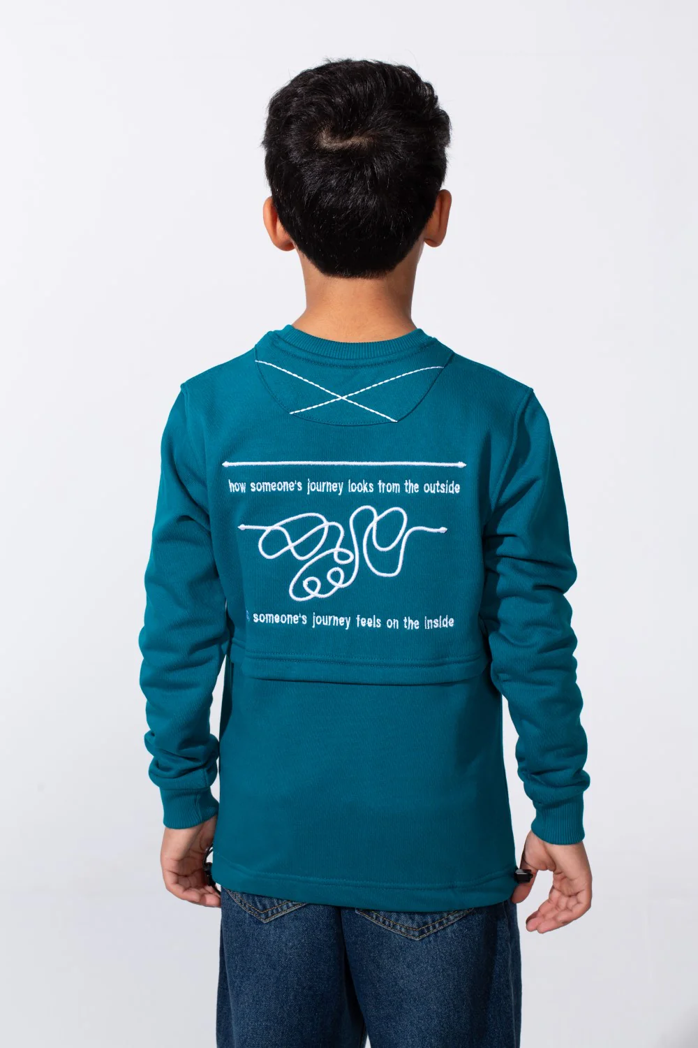 Boy's Slim Fit Crew Neck Melton Printed Sweatshirt - Image 6