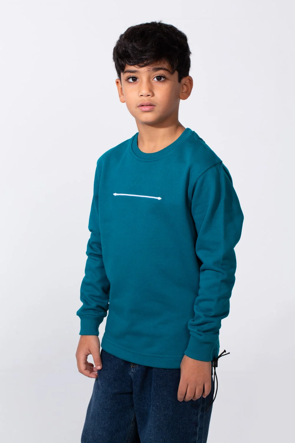 Boy's Slim Fit Crew Neck Melton Printed Sweatshirt - Image 8