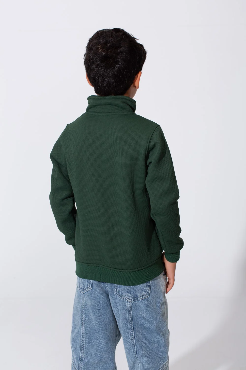 Boy's Slim Fit Front Half Zip Sweatshirt With Long Sleeves - Image 6