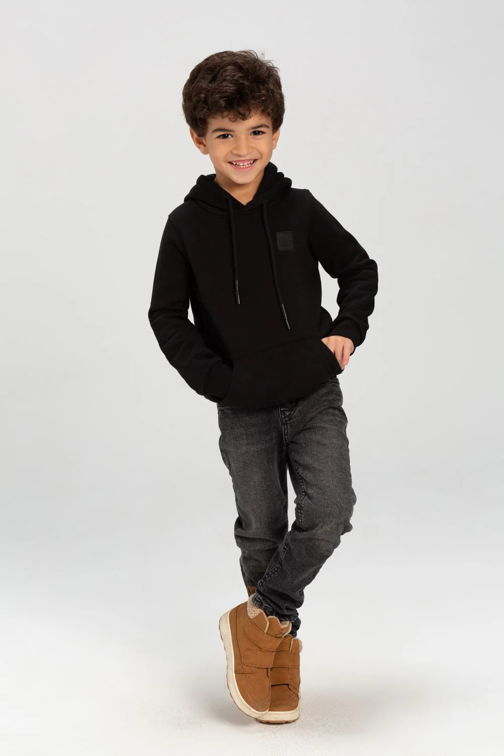 Boy's Slim Fit Hoodie Made Of Comfort Melton Padded Basic Sweatshirt - Image 4
