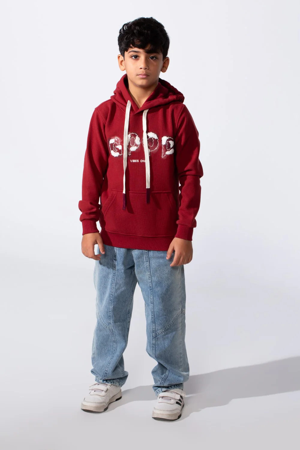 Boy's Slim Fit Long Sleeve Front Print Comfortable Daily Wear With Kangaroo Pockets Hood Sweatshirt - Image 7