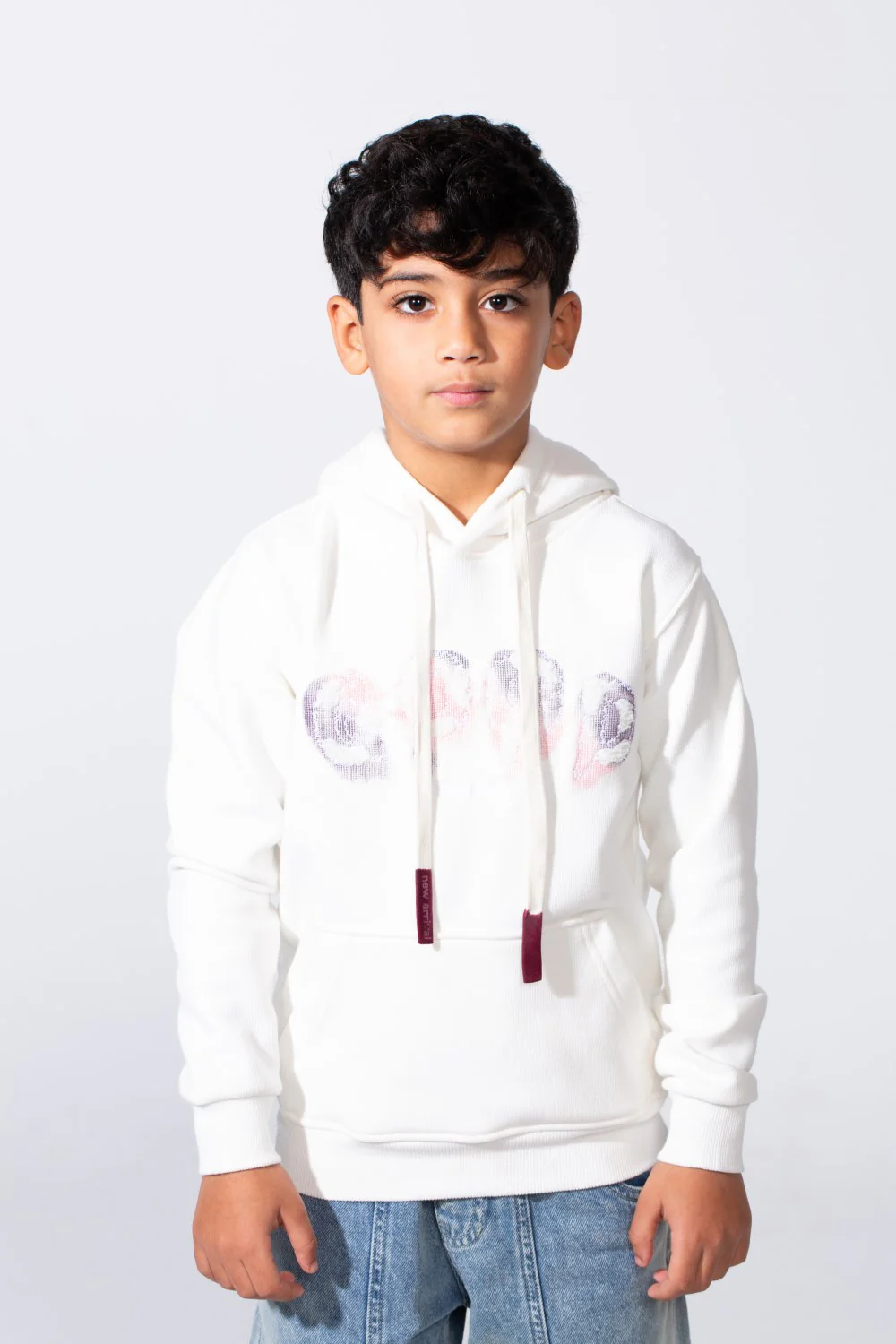 Boy's Slim Fit Long Sleeve Front Print Comfortable Daily Wear With Kangaroo Pockets Hood Sweatshirt - Image 9