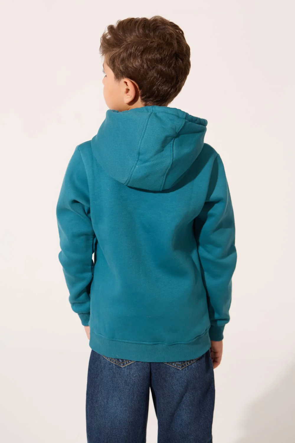 Boy's Slim Fit Long Sleeved Melton Hoodie Sweatshirt - Image 2