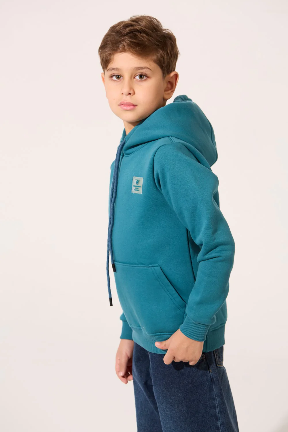 Boy's Slim Fit Long Sleeved Melton Hoodie Sweatshirt - Image 3
