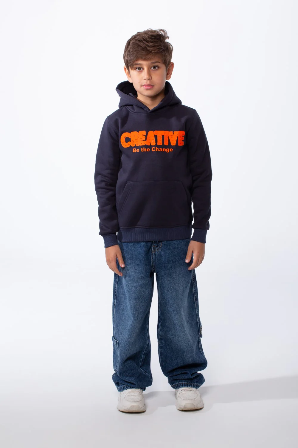 Boy's Slim Fit Melton Creative Print Hooded Sweatshirt - Image 11