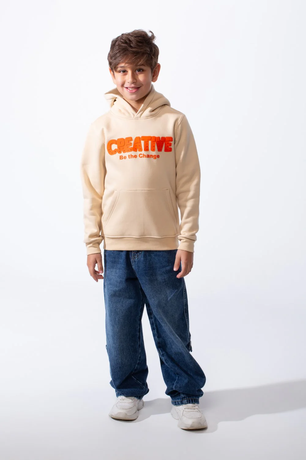 Boy's Slim Fit Melton Creative Print Hooded Sweatshirt - Image 3
