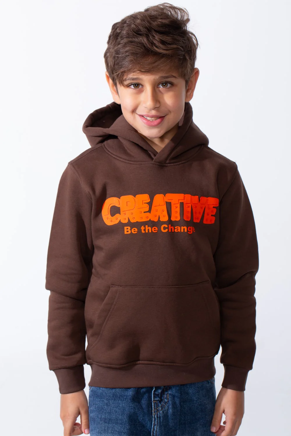 Boy's Slim Fit Melton Creative Print Hooded Sweatshirt - Image 5