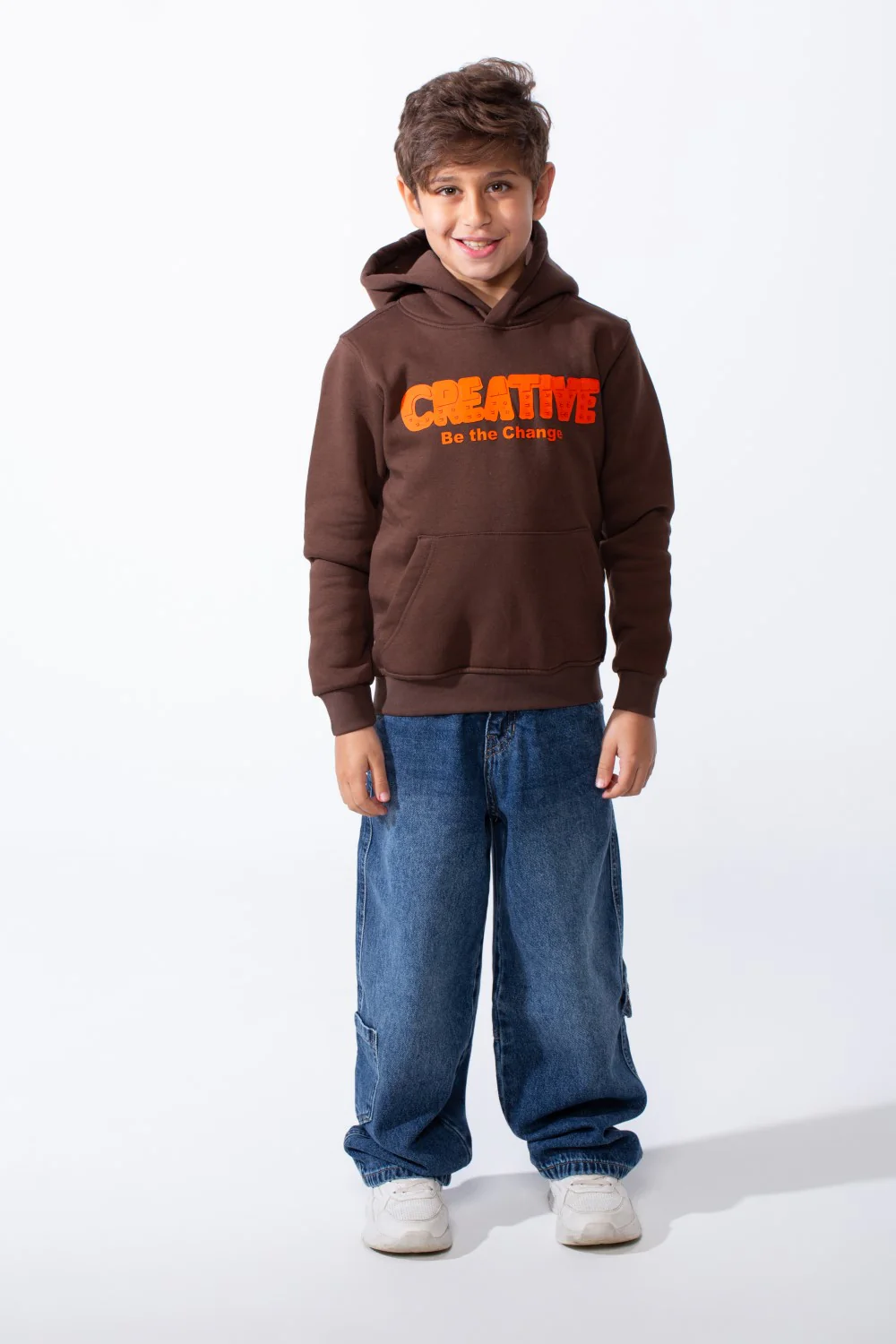 Boy's Slim Fit Melton Creative Print Hooded Sweatshirt - Image 7
