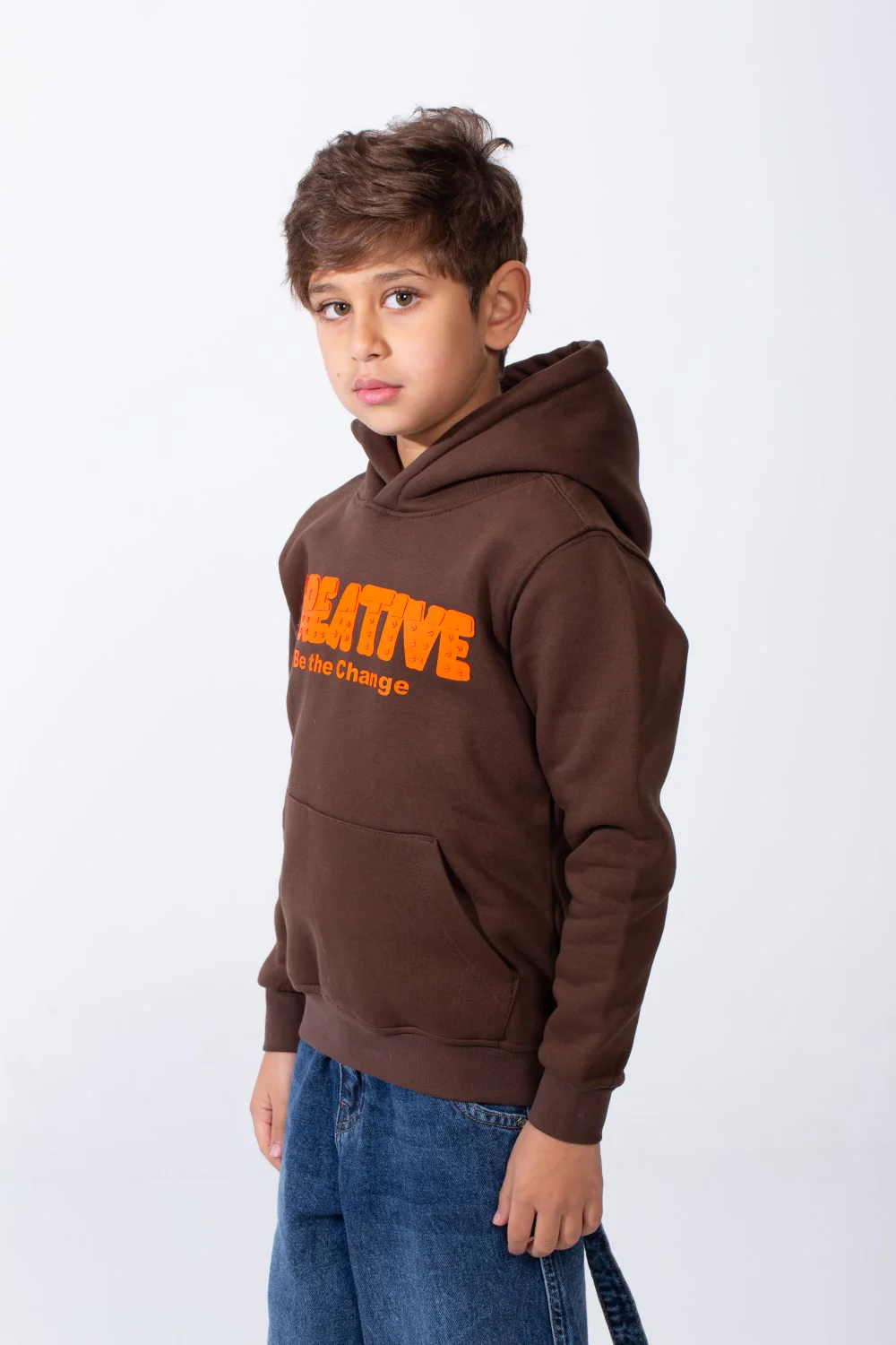 Boy's Slim Fit Melton Creative Print Hooded Sweatshirt - Image 8