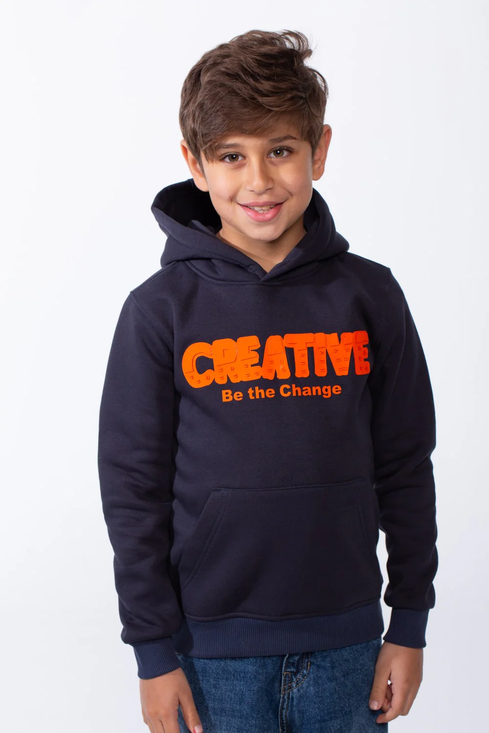 Boy's Slim Fit Melton Creative Print Hooded Sweatshirt - Image 9