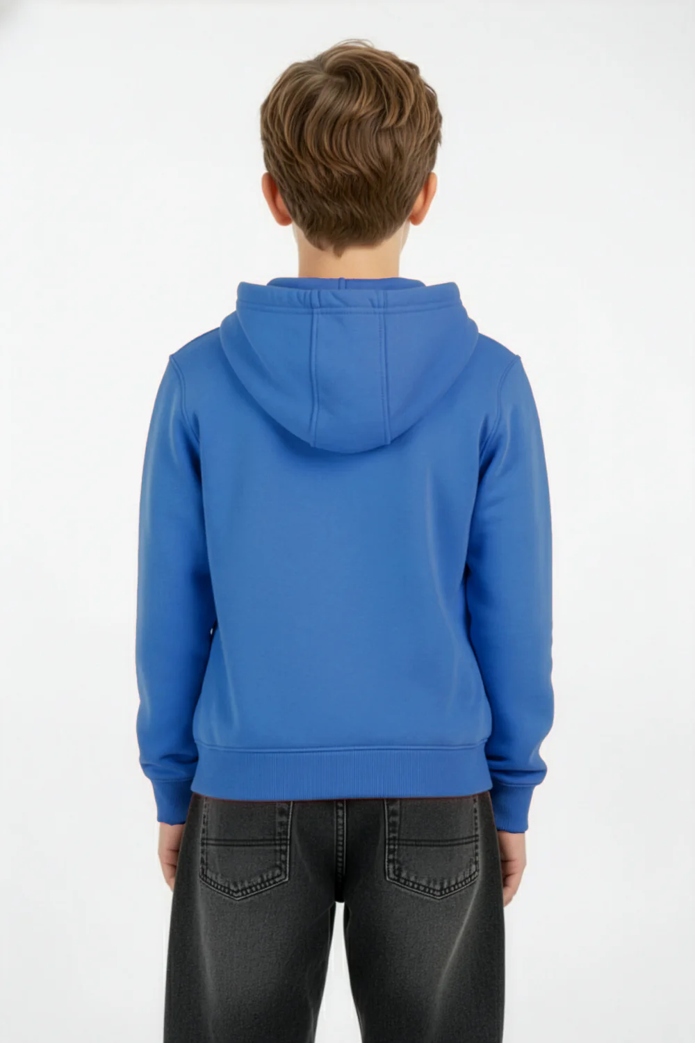 Boy's Slim Fit Melton Hood Sweatshirt With Full Front Zipper - Image 2