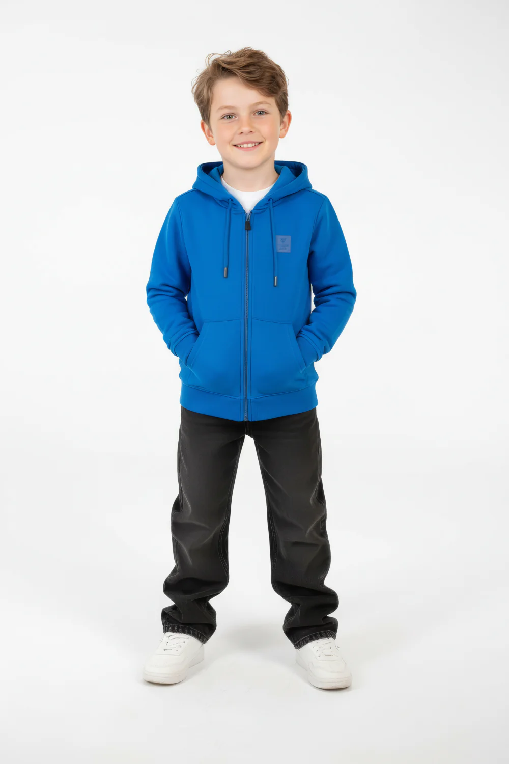 Boy's Slim Fit Melton Hood Sweatshirt With Full Front Zipper - Image 4