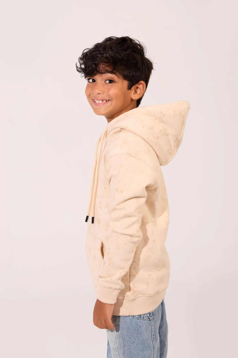 Boy's Slim Fit Melton Hooded Sweatshirt With A Front Pocket - Image 3