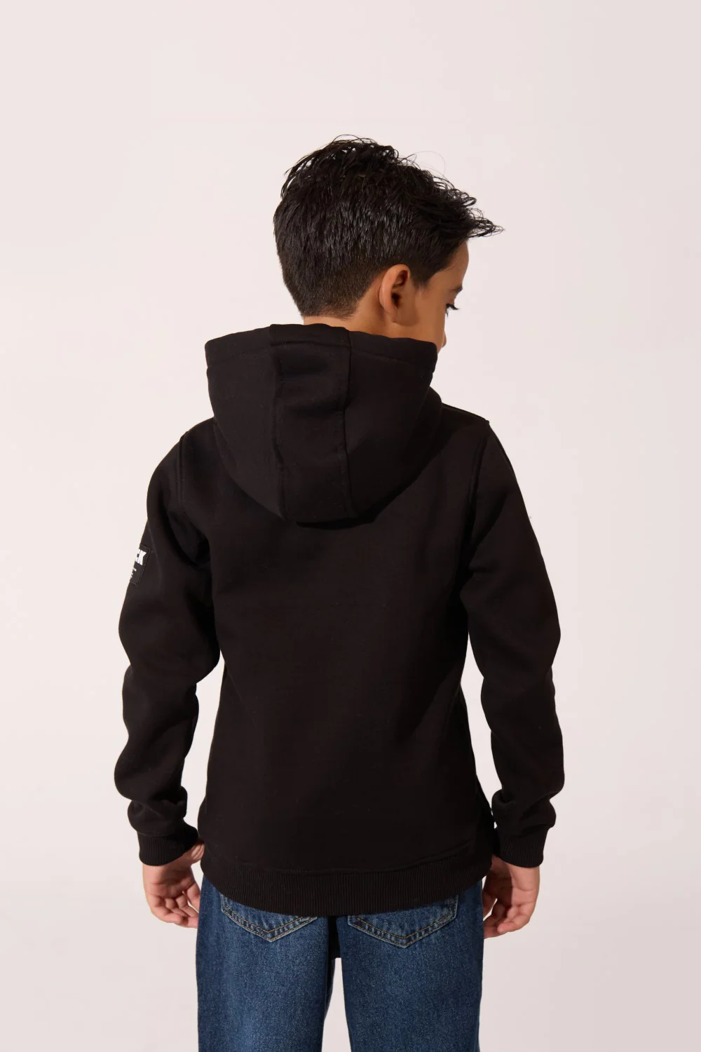 Boy's Slim Fit Melton Sweatshirt With A Hood And Long Sleeves - Image 2