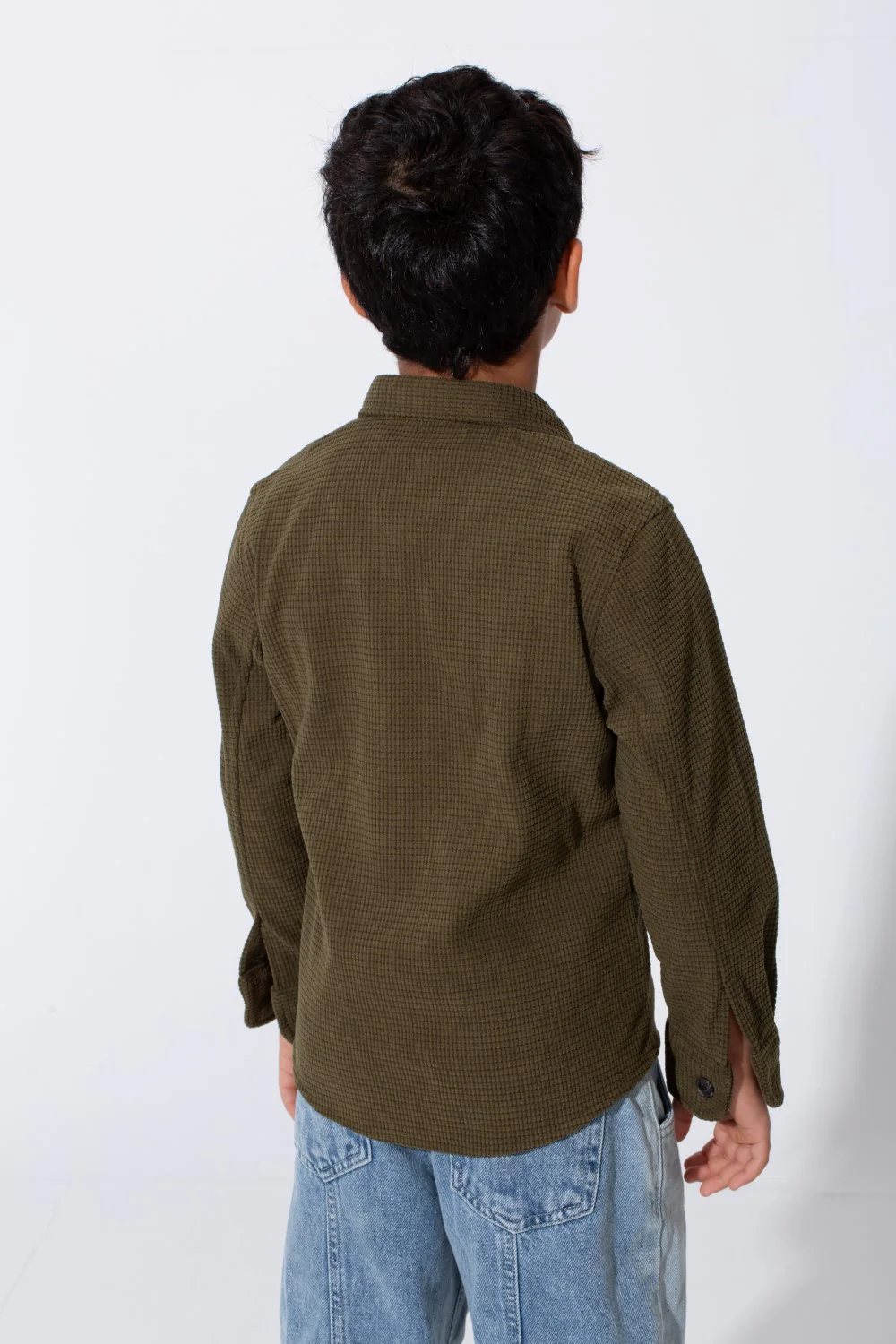 Boy's Slim Fit Velvet Shirt With Long Sleeves And A Front Pocket - Image 18